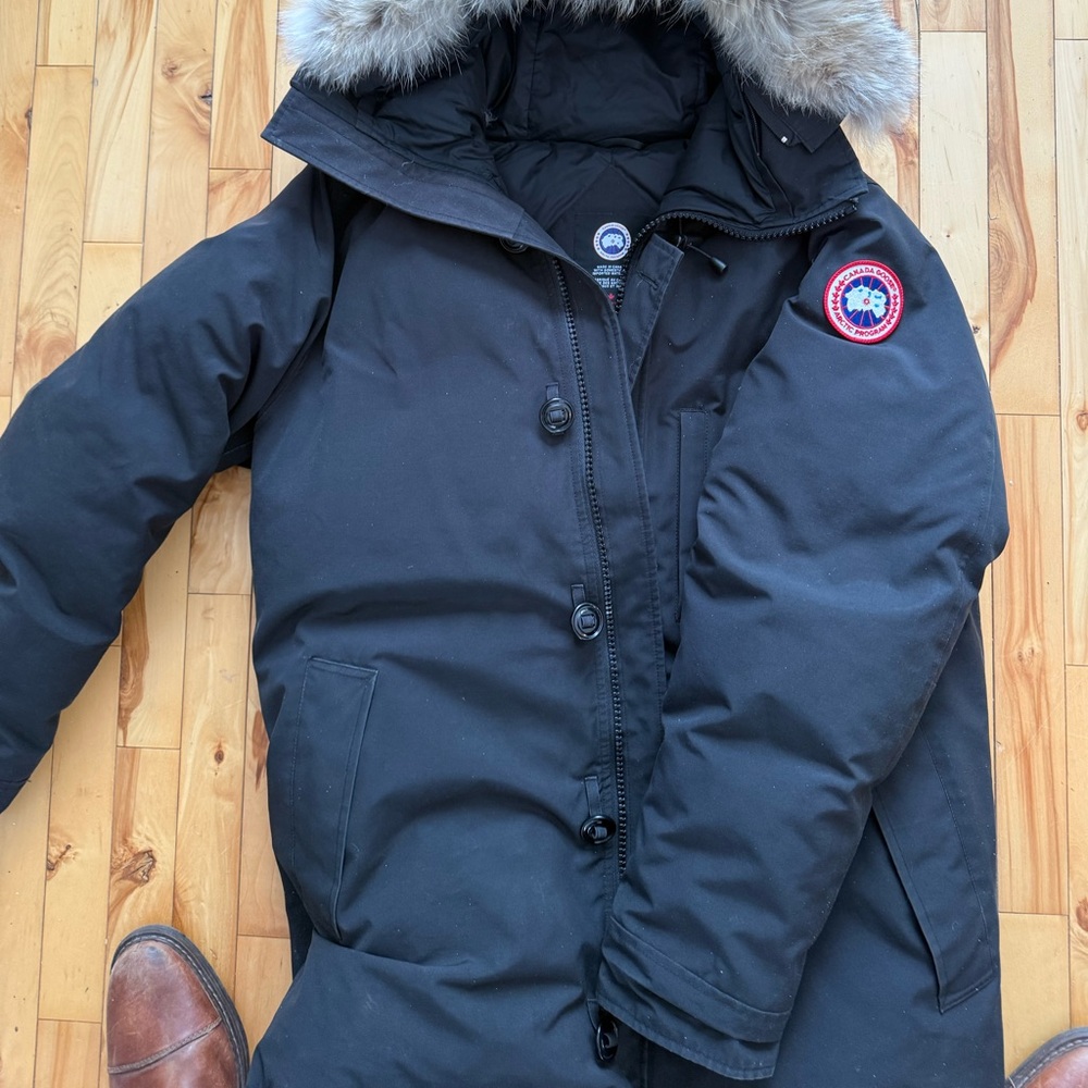 Canada Goose Dark Puffer Jacket with Fur Hood